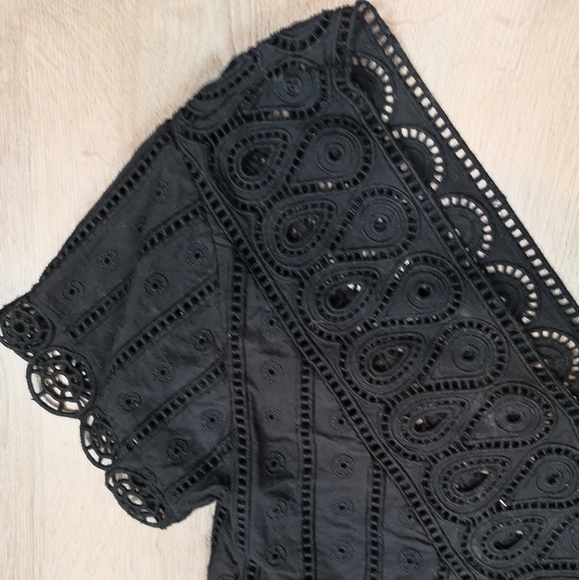 vintage Opening Ceremony BLACK BROIDERIE ANGLAISE scallop edge eyelet lace top - Picture 12 of 13